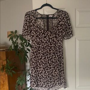 Reformation Brown Floral Brittany Dress